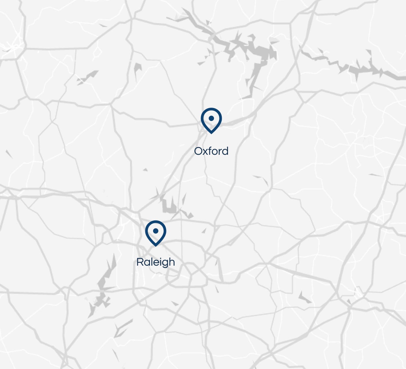 Map of Oxford and Raleigh