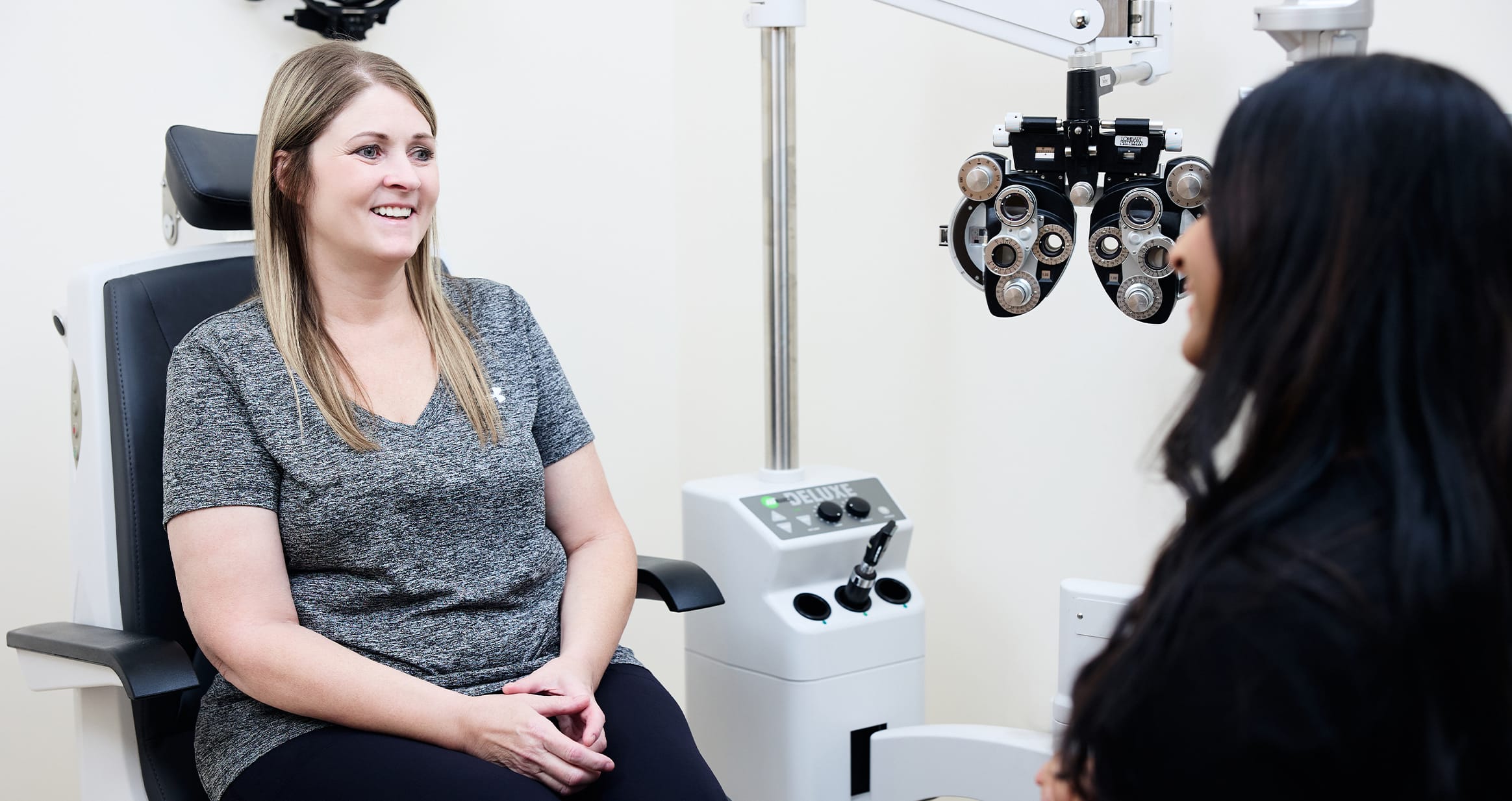Woman and doctor during eye exam