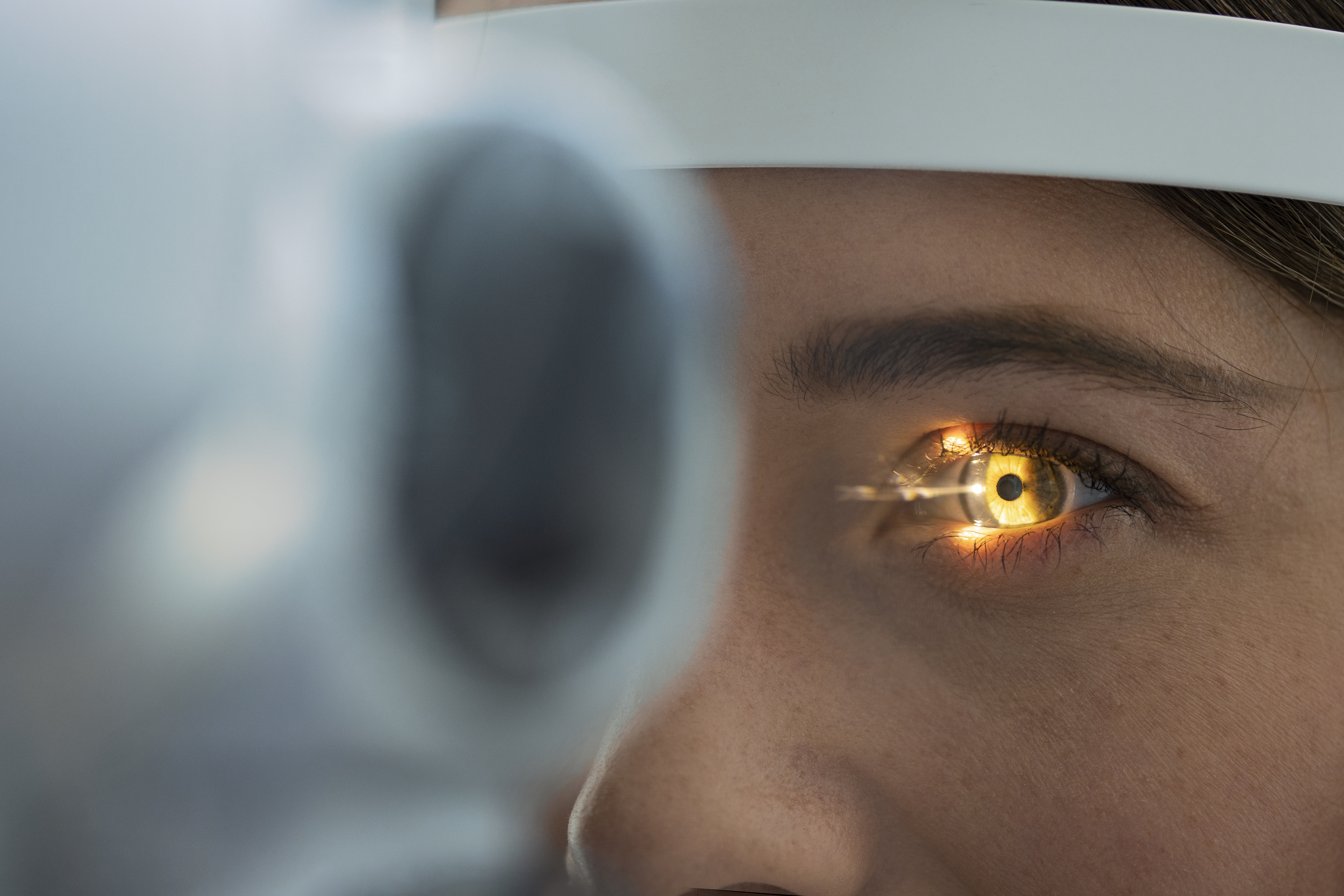 Woman's eye being examined